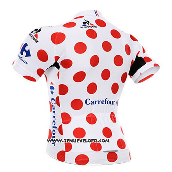 2015 Maillot Ciclismo Tour DE France Blanc et Rouge  Manches Courtes et Cuissard